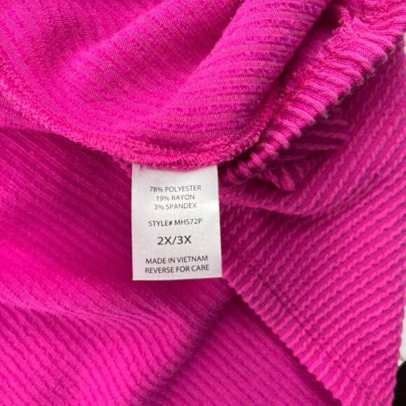 Andrée By Unit Womens Ribbed Knit Top 2X/3X Fuchsia Polyester Rayon Blend - Picture 5 of 5